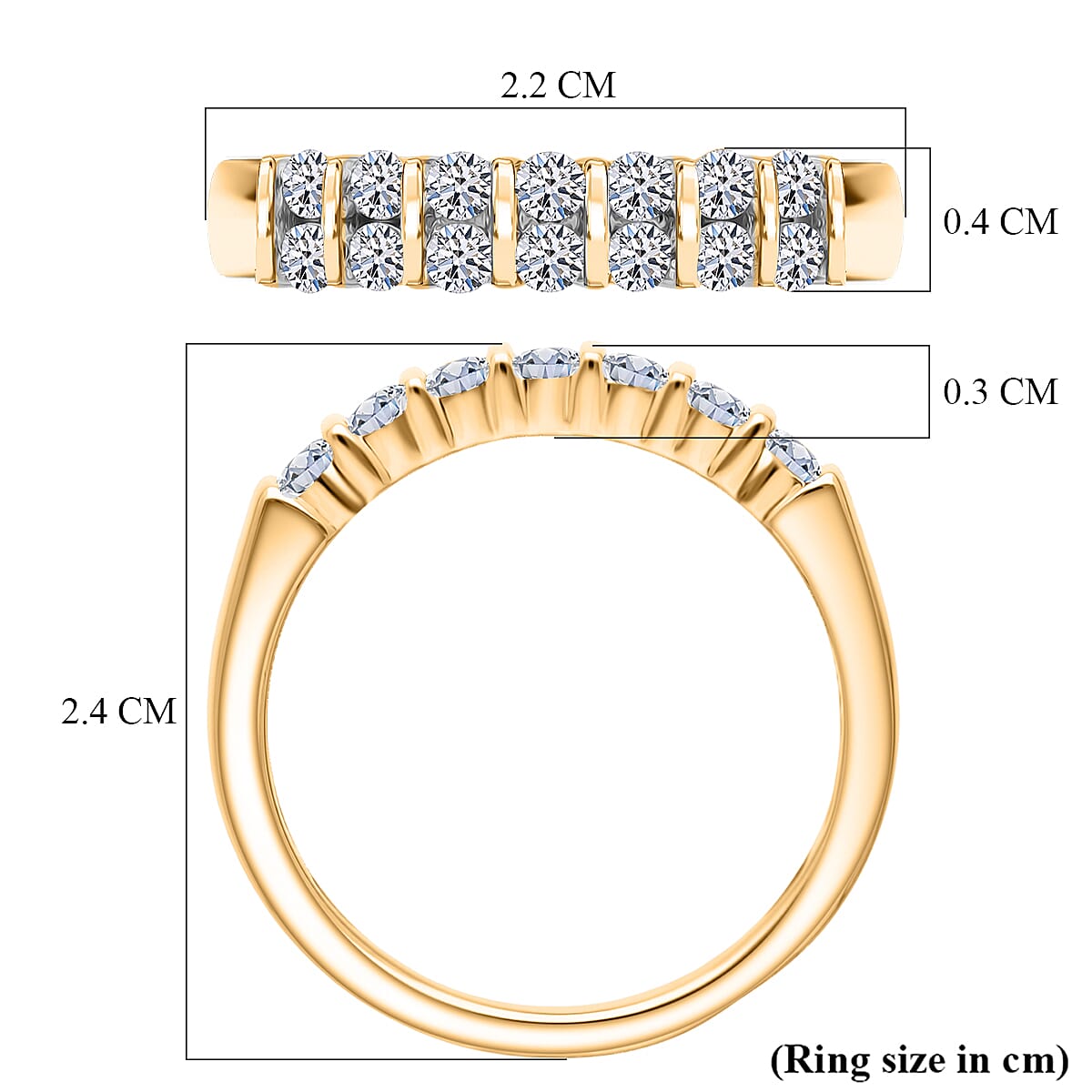 Luxuriant SI-GH Lab Grown Diamond Band Ring in 18K Vermeil Yellow Gold Plated Sterling Silver 0.50 Cts