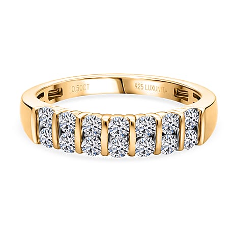 Luxuriant SI-GH Lab Grown Diamond Band Ring in 18K Vermeil Yellow Gold Plated Sterling Silver 0.50 Cts