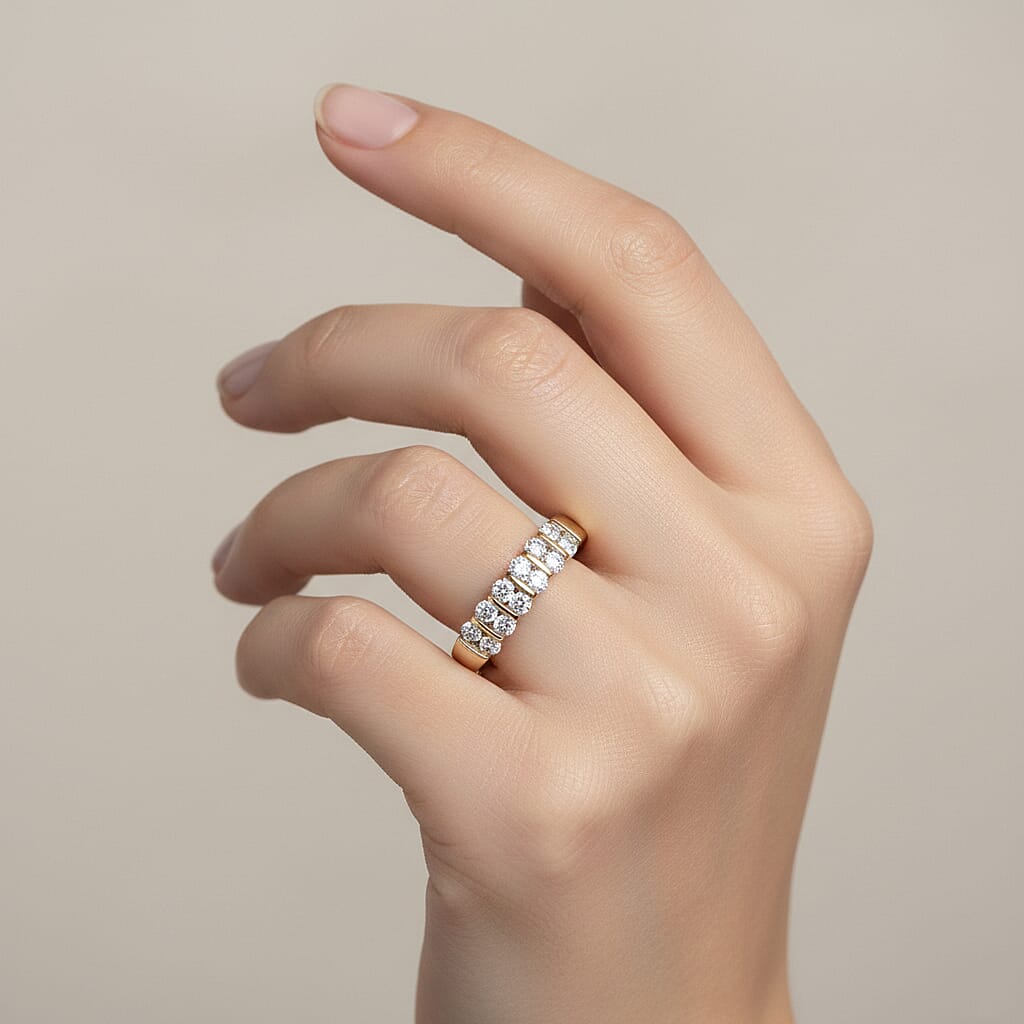 Luxuriant SI-GH Lab Grown Diamond Band Ring in 18K Vermeil Yellow Gold Plated Sterling Silver 0.50 Cts