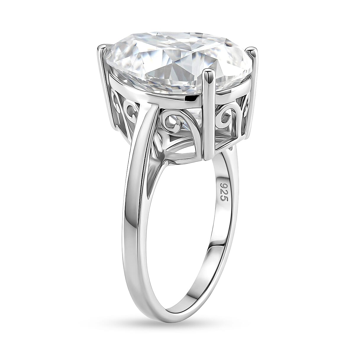 THE 10CT RADIANCE - Moissanite Pear Cut (10ct) Solitaire Ring in Rhodium Overlay Sterling Silver