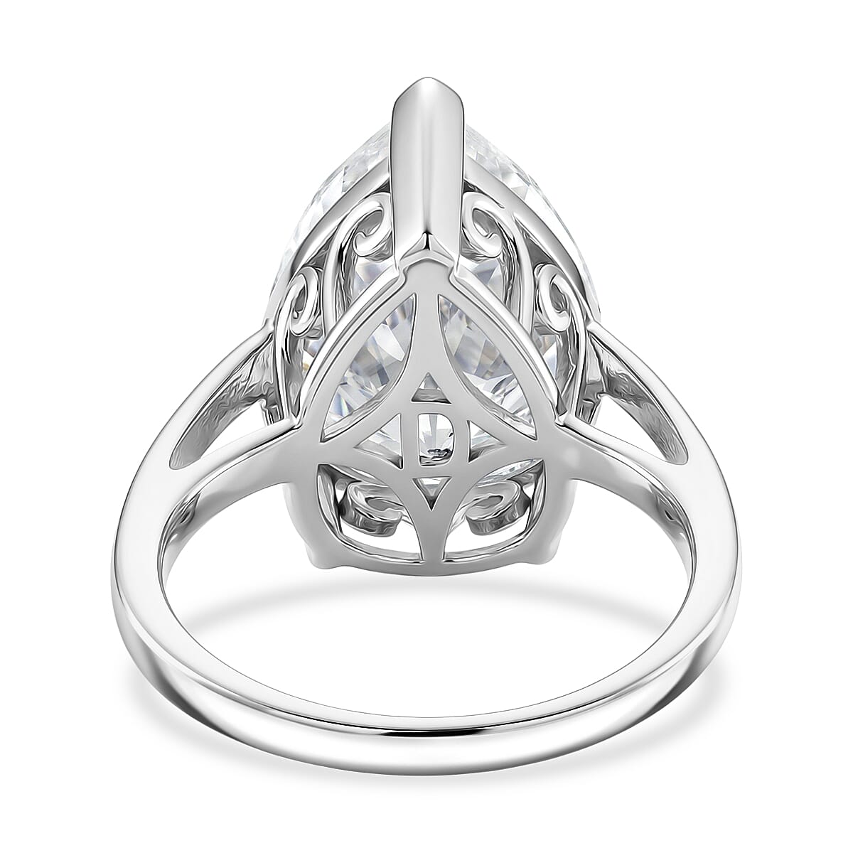 THE 10CT RADIANCE - Moissanite Pear Cut (10ct) Solitaire Ring in Rhodium Overlay Sterling Silver