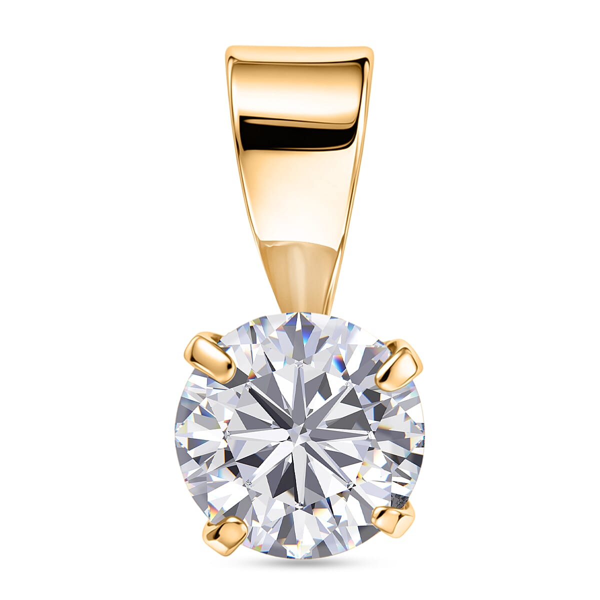 Moissanite Solitaire Pendant in Yellow Gold Plated Sterling Silver 0.46 Ct.