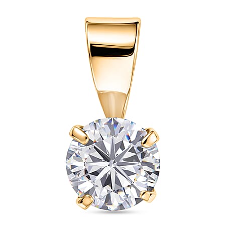 Moissanite Solitaire Pendant in Yellow Gold Plated Sterling Silver