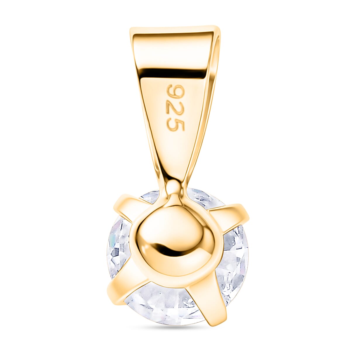 Moissanite Solitaire Pendant in Yellow Gold Plated Sterling Silver 0.46 Ct.