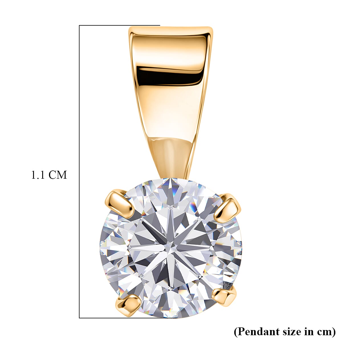 Moissanite Solitaire Pendant in Yellow Gold Plated Sterling Silver 0.46 Ct.