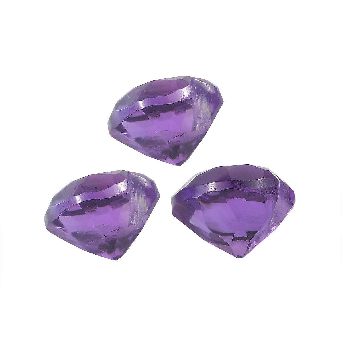 Set Of 3 African Amethyst Heart 8 mm Gemstone, 5.27 Ct