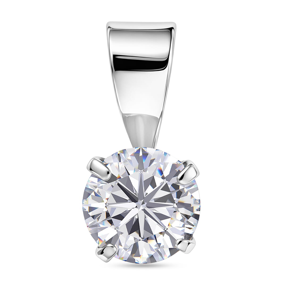 Moissanite Solitaire Pendant in Platinum Overlay Sterling Silver 0.46 Ct