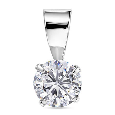 Moissanite Solitaire Pendant in Platinum Overlay Sterling Silver