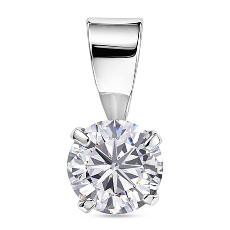 Moissanite Solitaire Pendant in Platinum Overlay Sterling Silver 0.46 Ct
