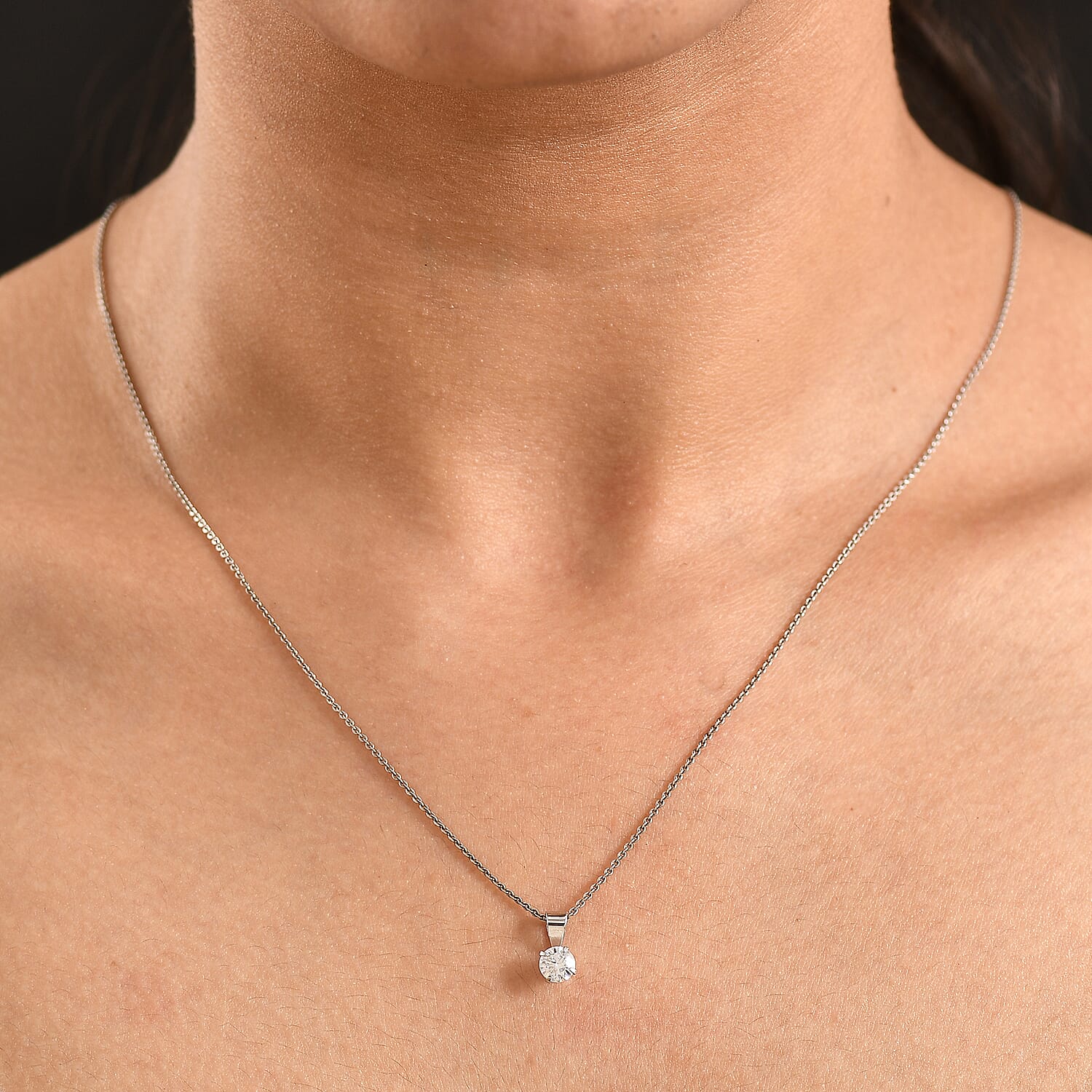 Moissanite Solitaire Pendant in Platinum Overlay Sterling Silver 0.46 Ct