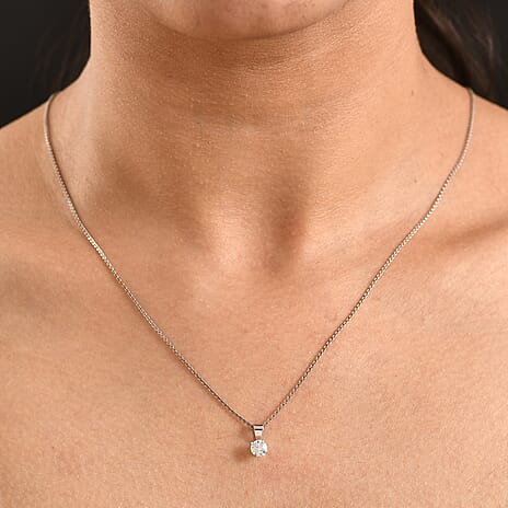 Moissanite Solitaire Pendant in Platinum Overlay Sterling Silver