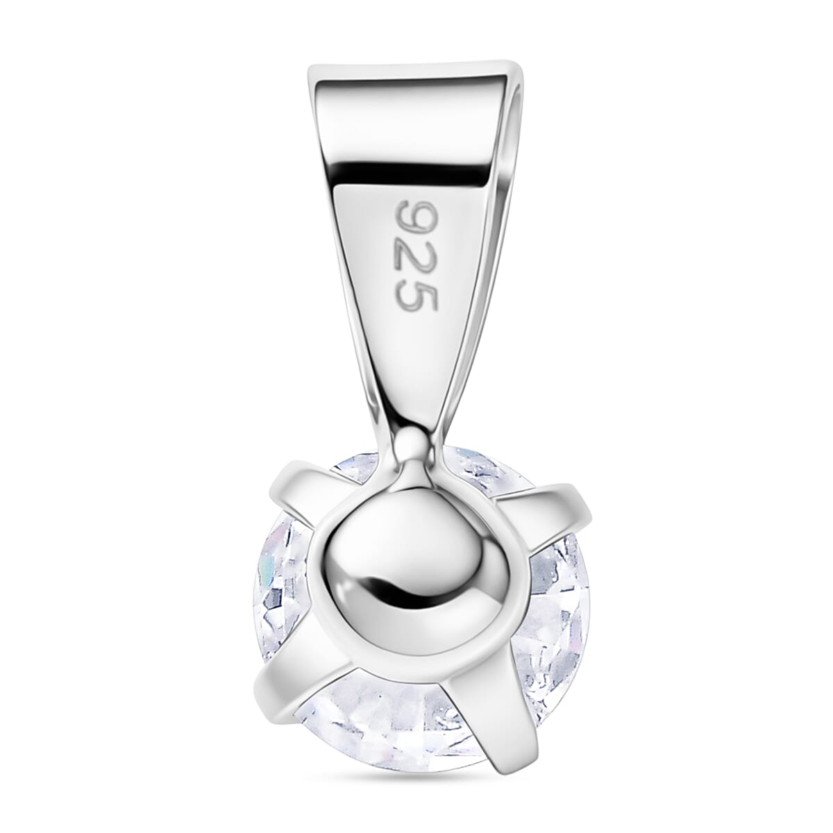 Moissanite Solitaire Pendant in Platinum Overlay Sterling Silver 0.46 Ct