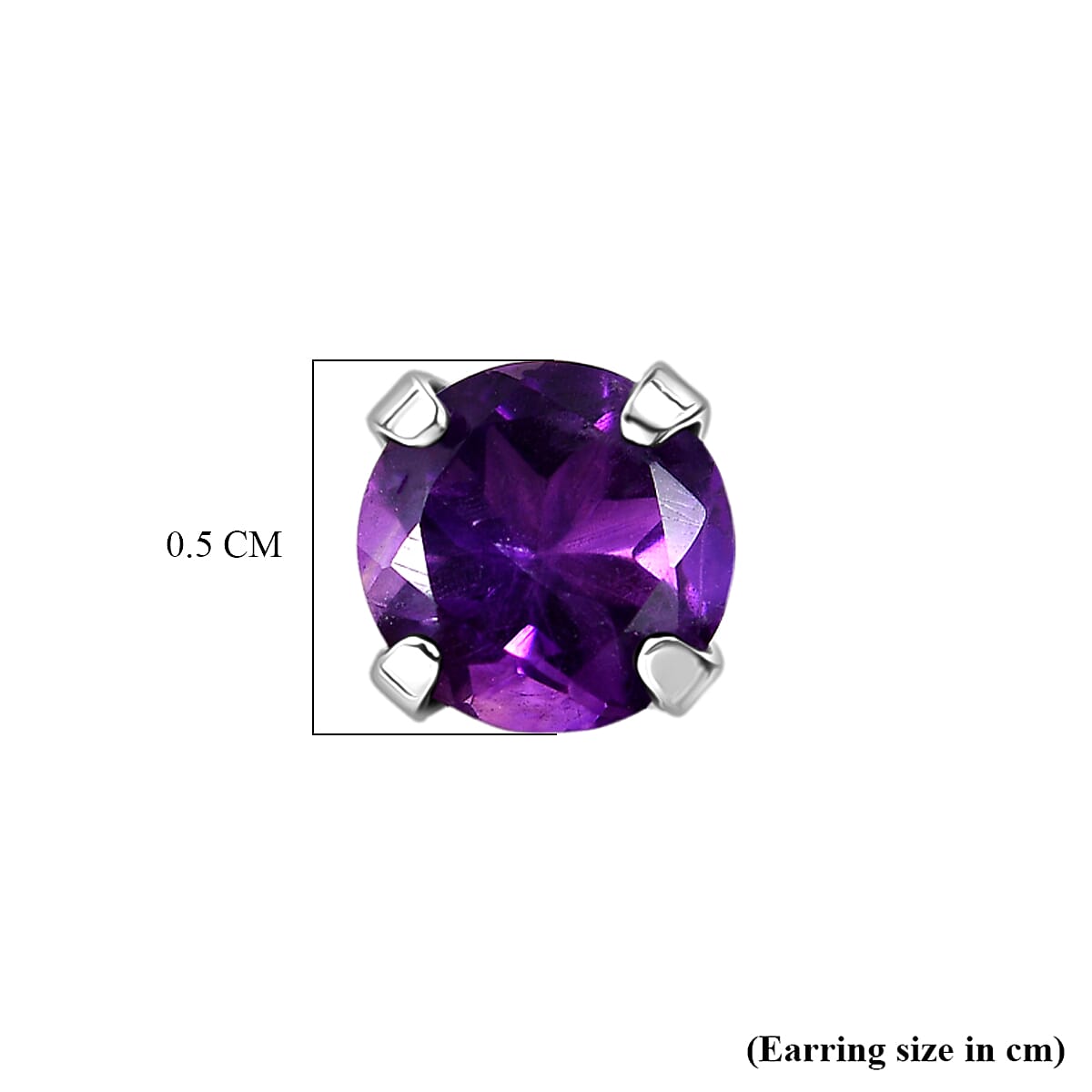 African Amethyst Solitaire Earring with Push Back in Platinum Overlay Sterling Silver