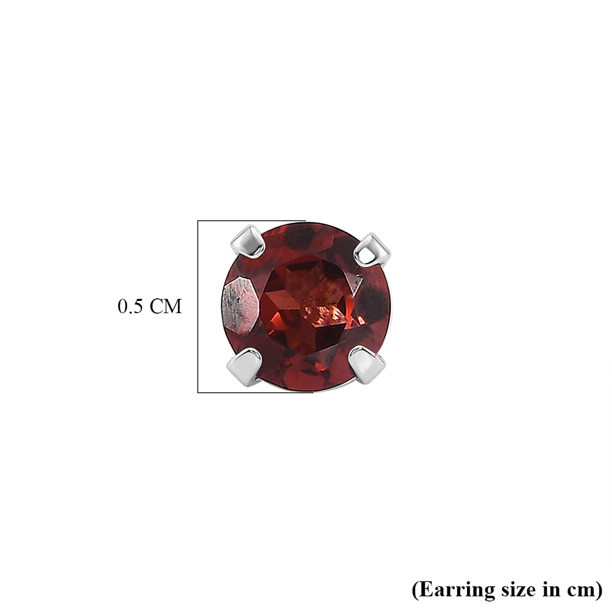 Red Garnet Solitaire Earring with Push Back in Platinum Overlay Sterling Silver 1.30 Ct.