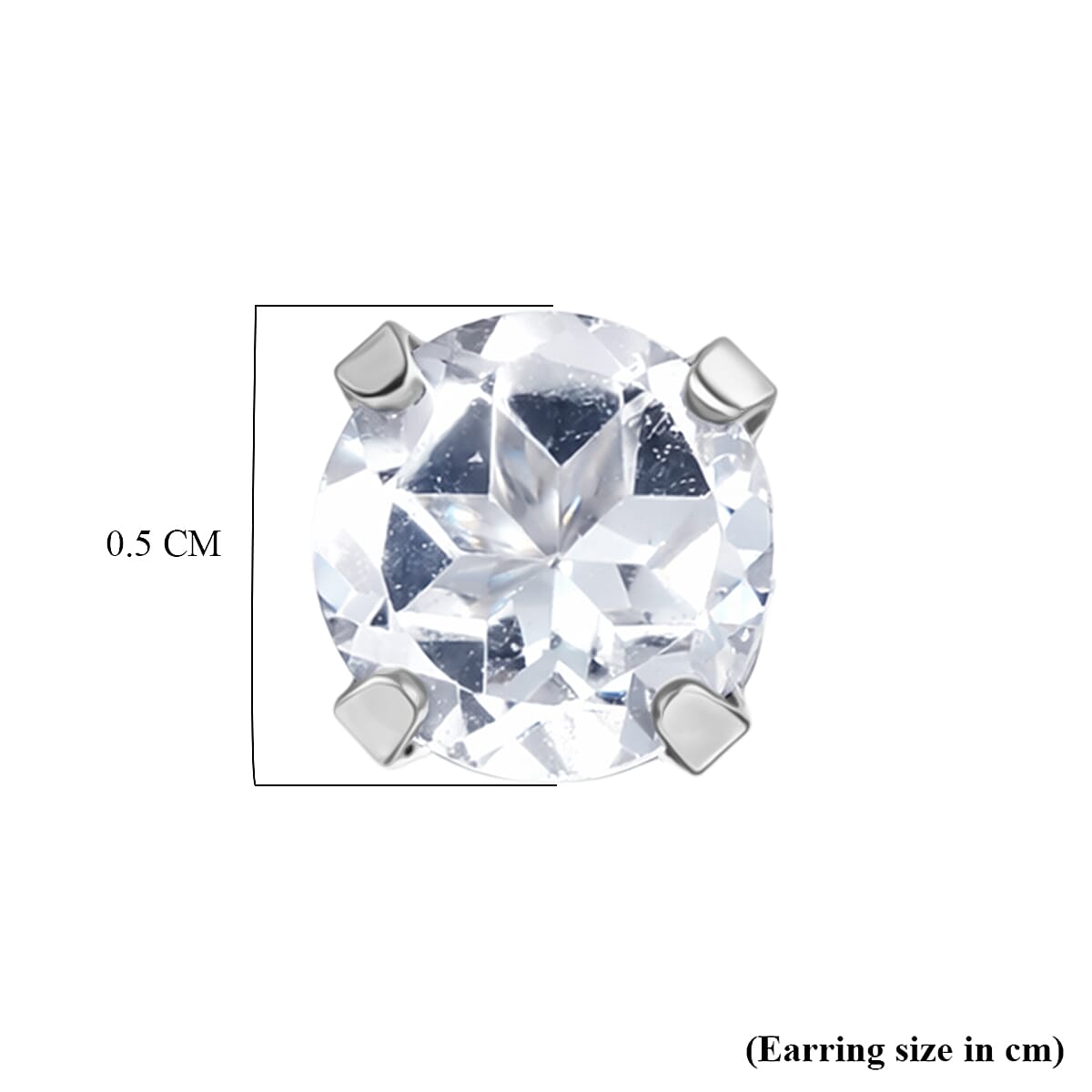 White Topaz Solitaire Earring with Push Back in Platinum Overlay Sterling Silver 1.26 Ct.