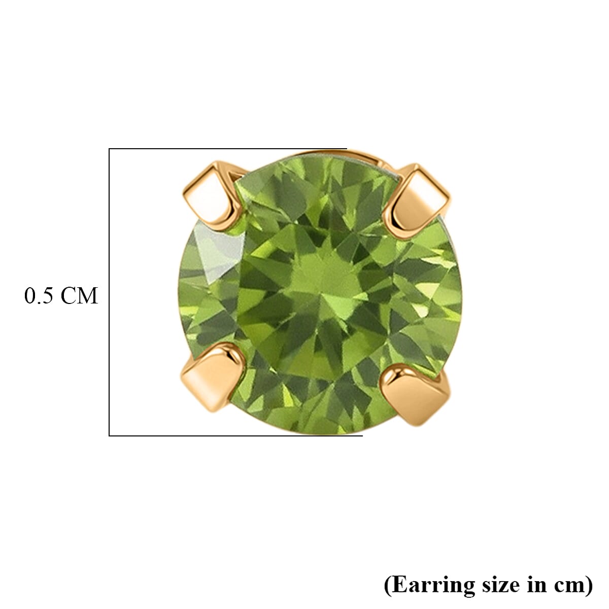 Peridot Solitaire Earring with Push Back in Yellow Gold Plated Sterling Silver 1.14 Ct.