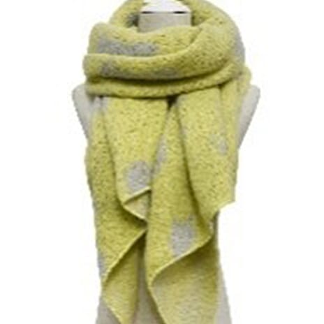 Cat Print Diagonal Edge Wool-Blend Scarf  (190 x 60cm) - Yellow