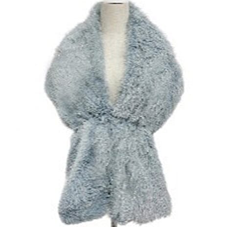 Super Luxurious Metallic Faux Fur Shawl (160 x 33cm) - Blue