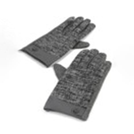 Mens Tweed Snap Button Gloves - Grey