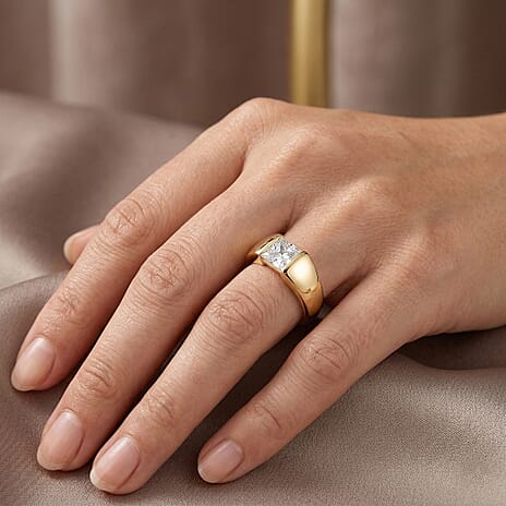 EverTrue White Cubic Zirconia Band Ring Pure Yellow Brass  1.805  Ct.