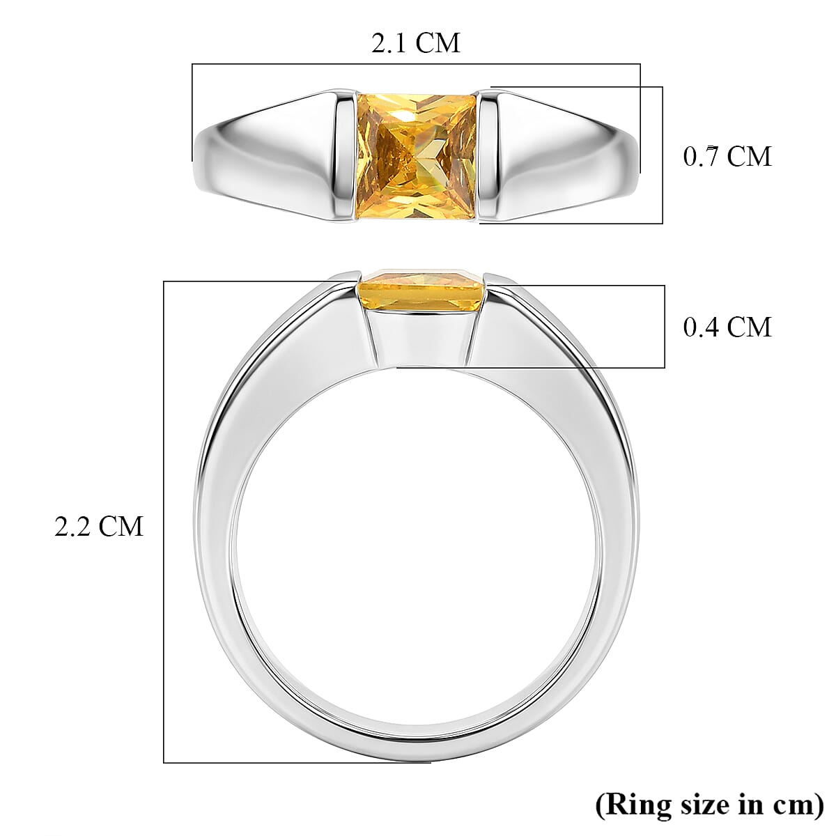 EverTrue - Yellow Cubic Zirconia Solitaire Band Ring 1.73 Ct.