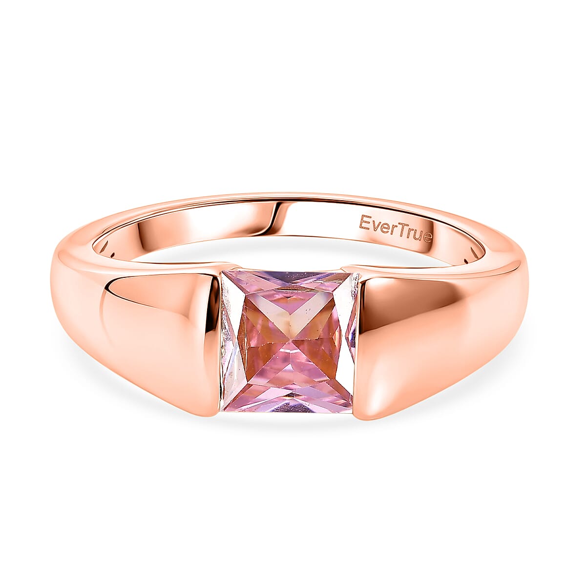 Pink Cubic Zirconia Solitaire Band Ring in Rose 1.76 Ct.