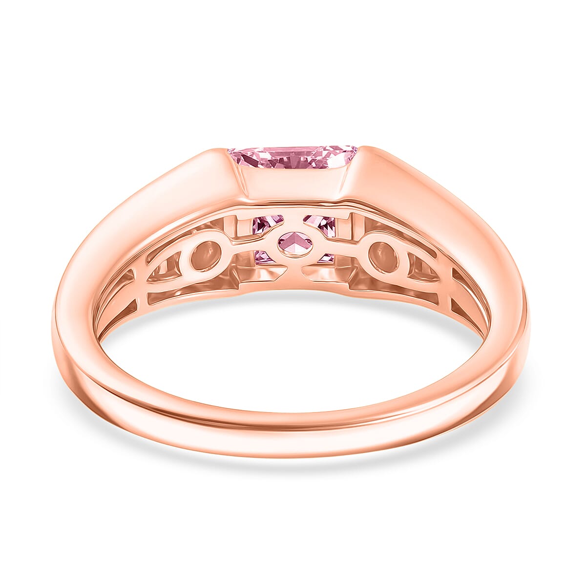 Pink Cubic Zirconia Solitaire Band Ring in Rose 1.76 Ct.