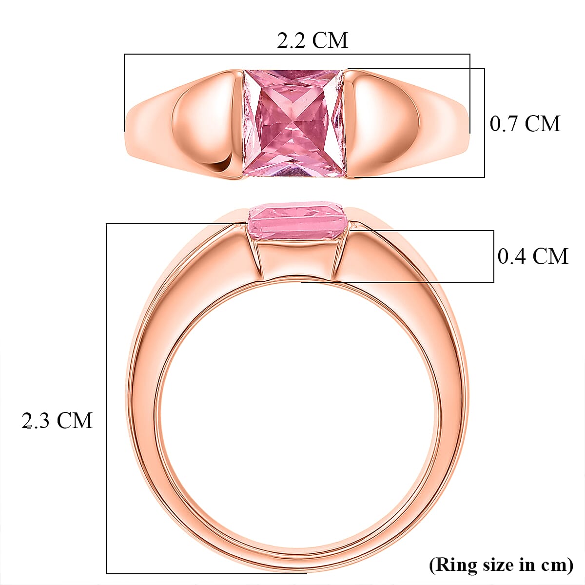 Pink Cubic Zirconia Solitaire Band Ring in Rose 1.76 Ct.
