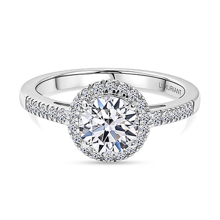 Luxuriant - SGL Certified SI-G-H Lab Grown Diamond Halo Ring in Rhodium Overlay Sterling Silver 1.30 Ct. Luxuriant - SGL Certified SI-G-H Lab Grown Diamond Halo Ring in Rhodium Overlay Sterling Silver 1.30 Ct.