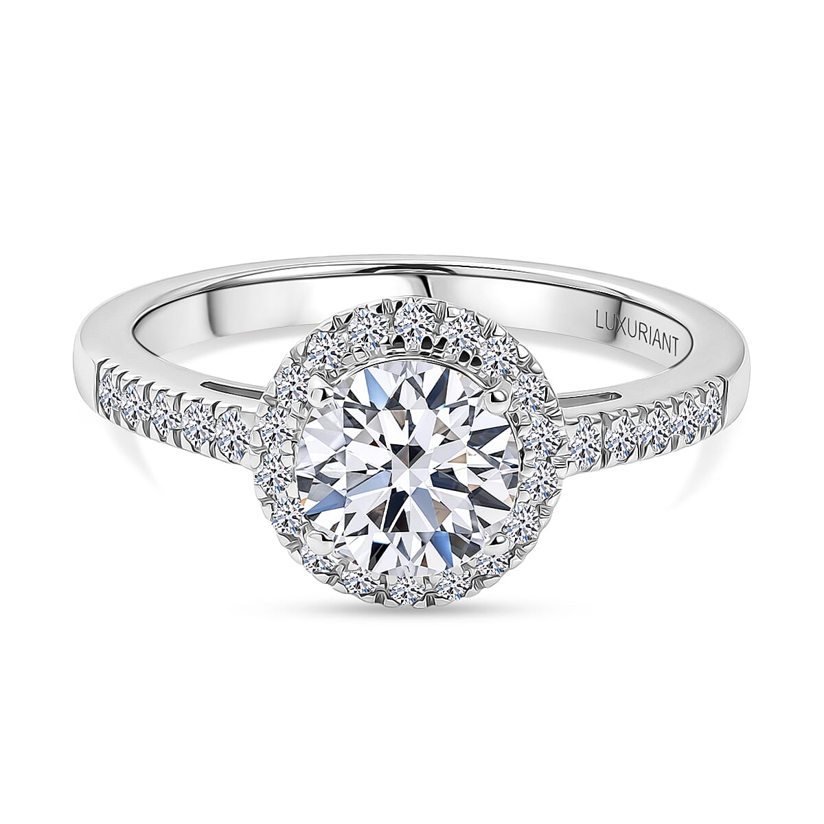 Luxuriant Lab Grown Diamond Halo Ring in Sterling Silver