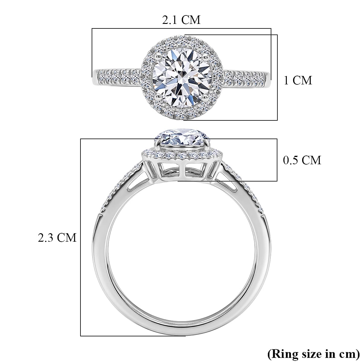 Luxuriant Lab Grown Diamond Halo Ring in Sterling Silver