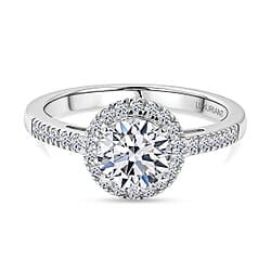 Luxuriant Lab Grown Diamond Halo Ring in Sterling Silver