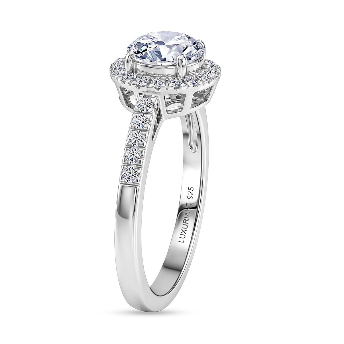 Luxuriant Lab Grown Diamond Halo Ring in Sterling Silver