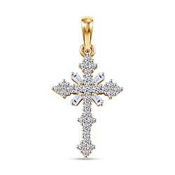 Luxuriant SI-G-H Lab Grown Diamond Cross Pendant in Rhodium Overlay Sterling Silver