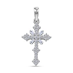 Luxuriant SI-G-H Lab Grown Diamond Cross Pendant in Rhodium Overlay Sterling Silver