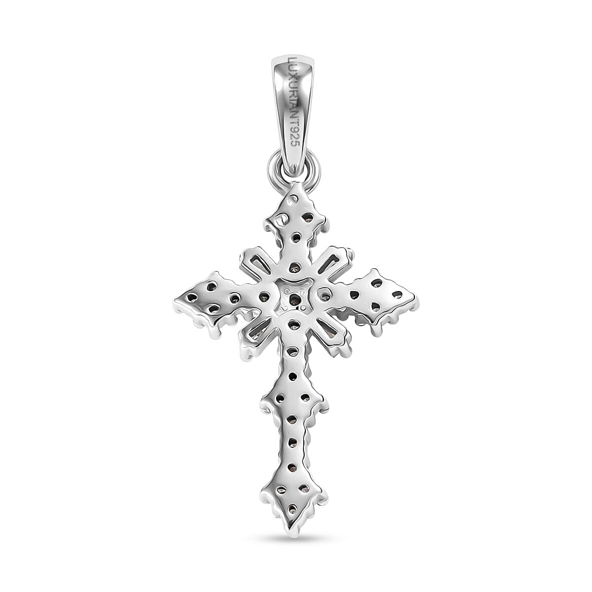 Luxuriant SI-G-H Lab Grown Diamond Cross Pendant in Rhodium Overlay Sterling Silver
