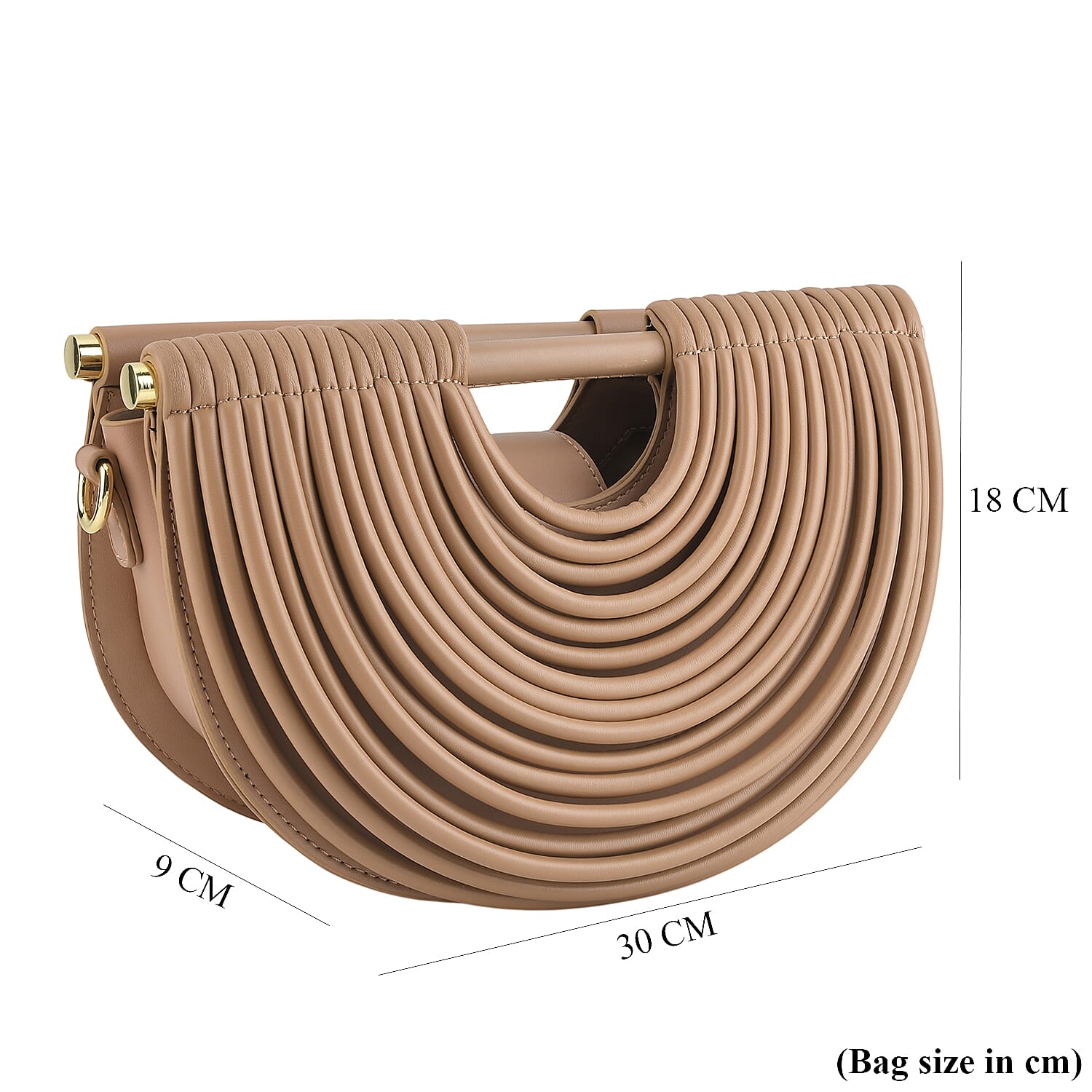 Two-Tone Noodle Designed Clutch Handbag with Shoulder Strap - Khaki