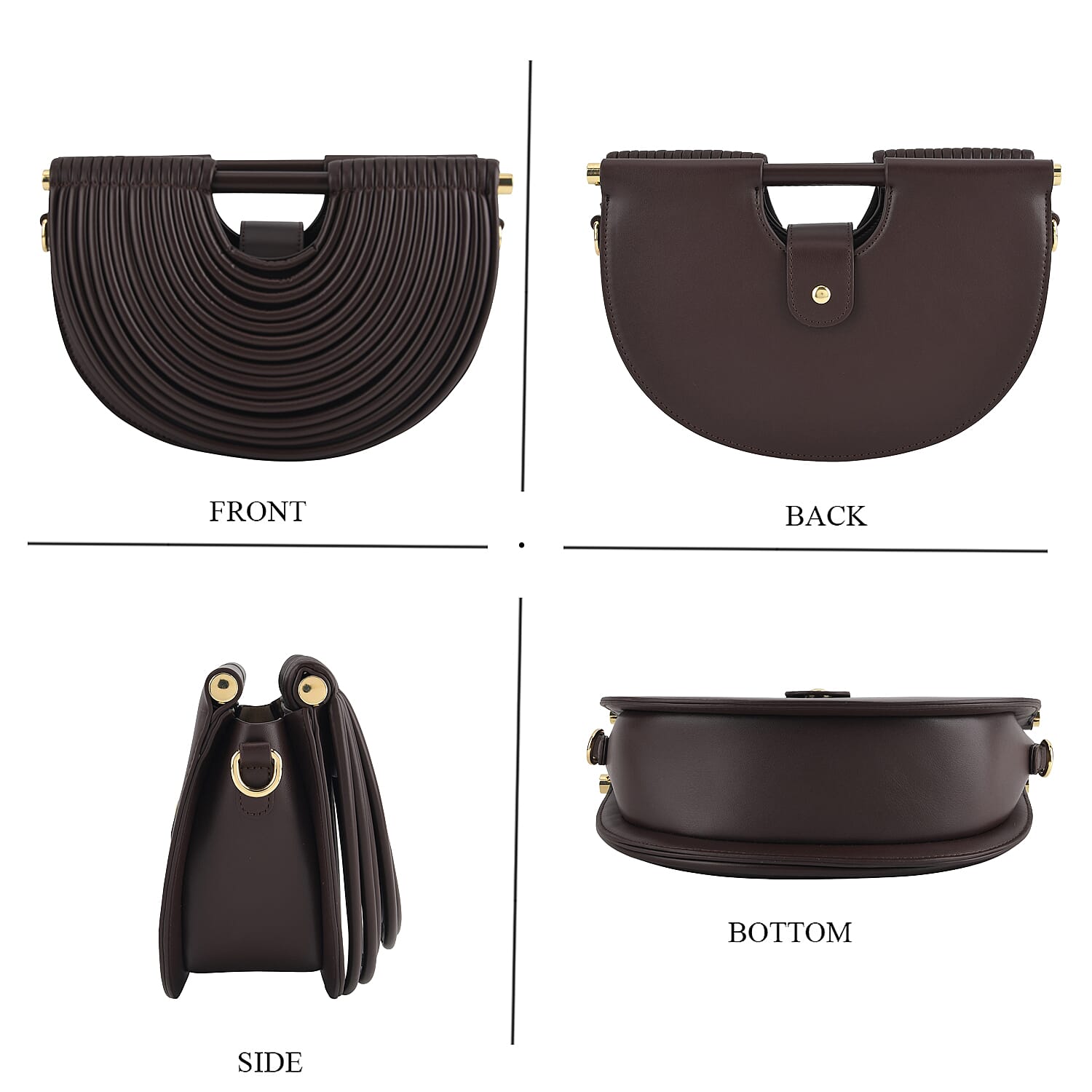 Two-Tone Noodle Designed Clutch Handbag with Shoulder Strap  - Dark Coffee