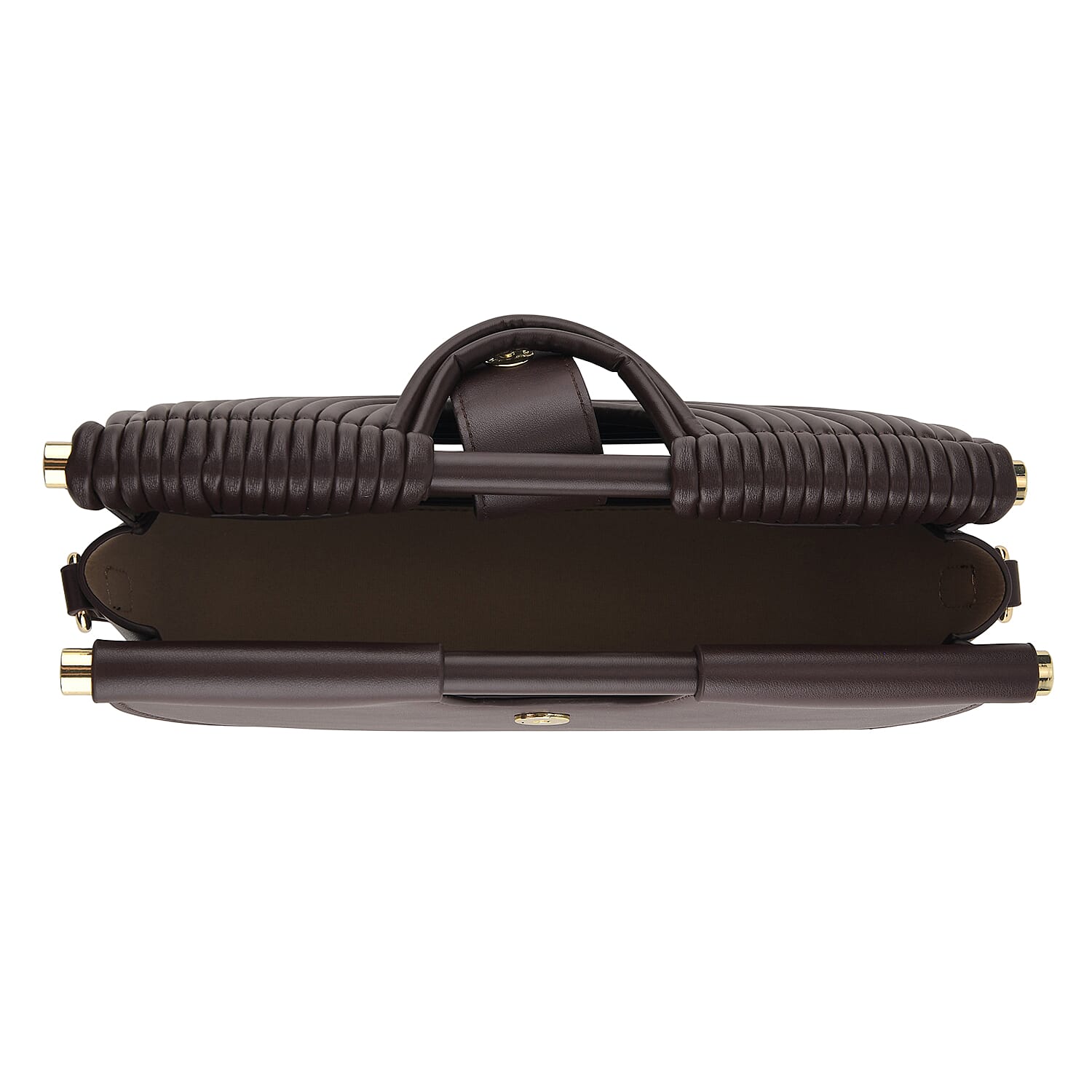 Two-Tone Noodle Designed Clutch Handbag with Shoulder Strap  - Dark Coffee