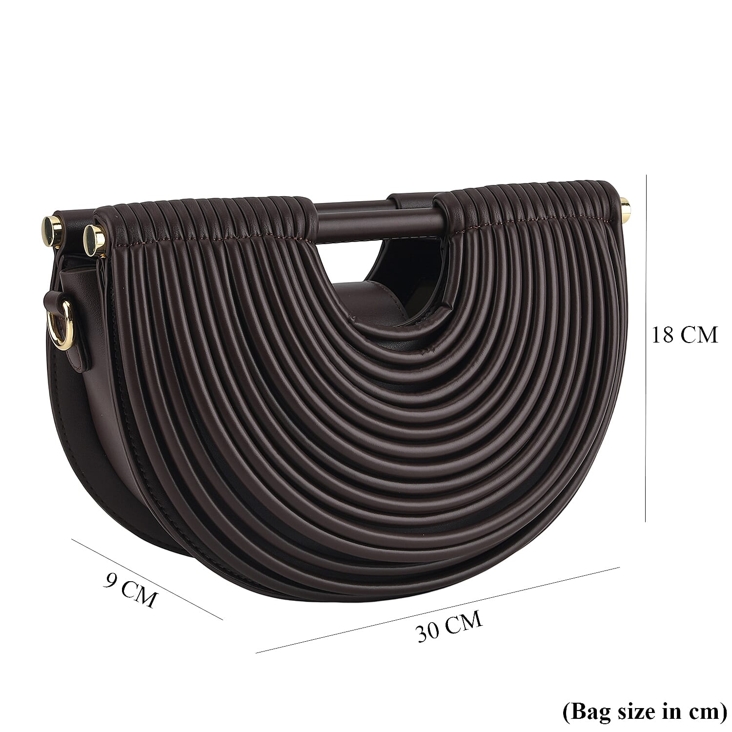 Two-Tone Noodle Designed Clutch Handbag with Shoulder Strap  - Dark Coffee