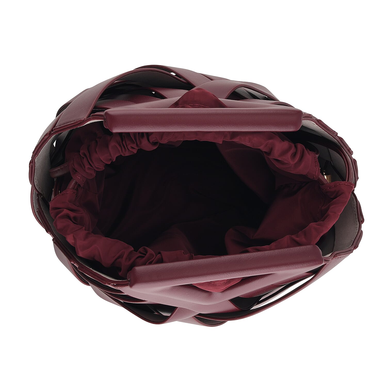 Designer Triangle Handle Clutch Handbag with Removable Pouch & Adjustable Shoulder Strap - Burgundy
