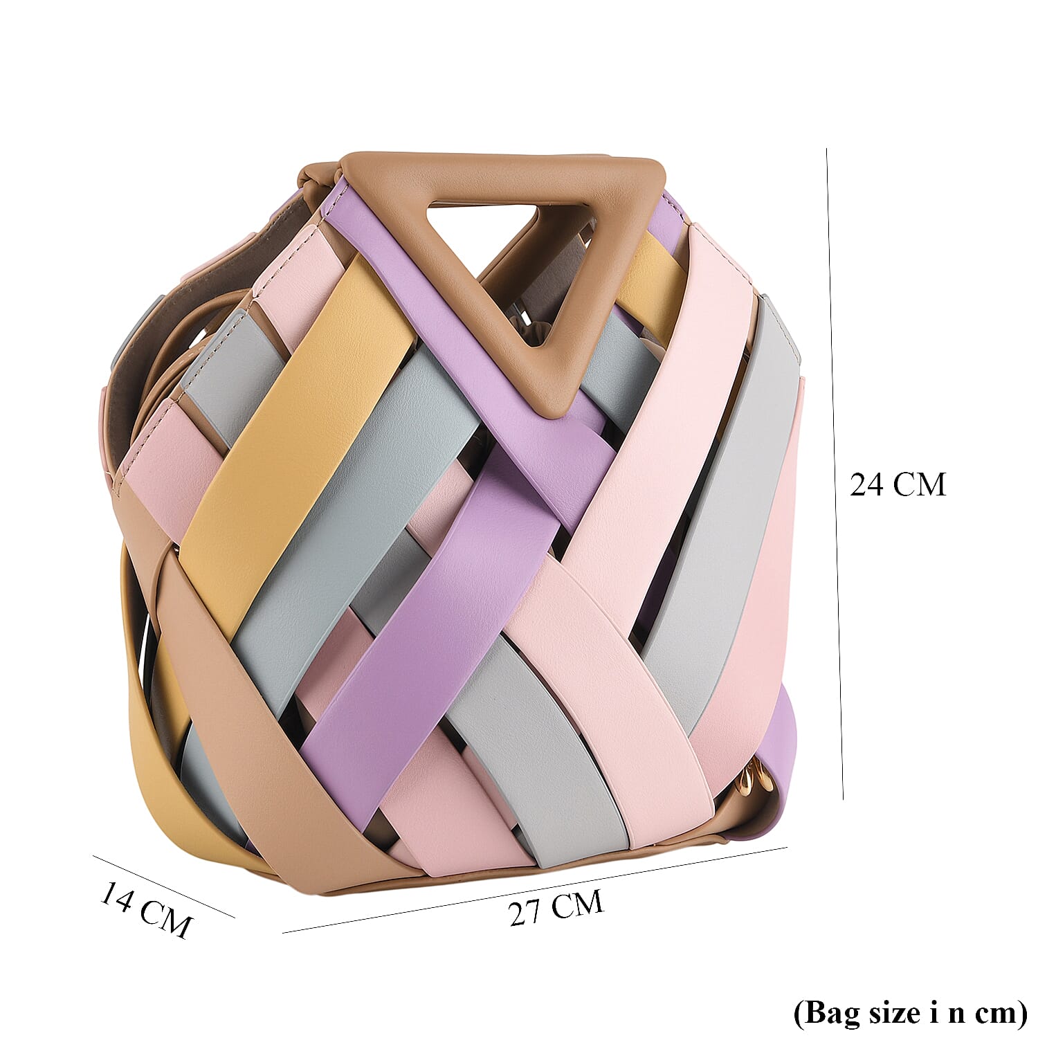 Designer Triangle Handle Clutch Handbag with Removable Pouch & Adjustable Shoulder Strap - Multi Colour