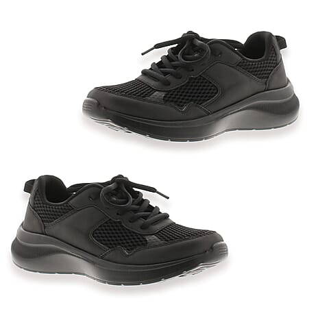 B Move Women Slip-Resistant Trainers With Lightweight Sole And Memory Padded Foam (Size 5) - Black
