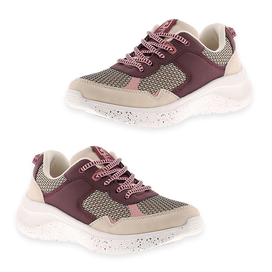 B Move Womens Slip-Resistant Trainers With Lightweight Sole And Memory Padded Foam (Size 4) - Beige