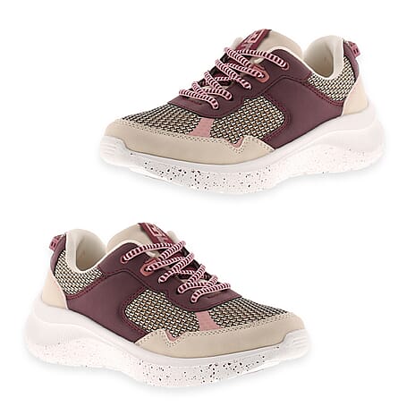 B Move Womens Slip-Resistant Trainers With Lightweight Sole And Memory Padded Foam (Size 8) - Beige