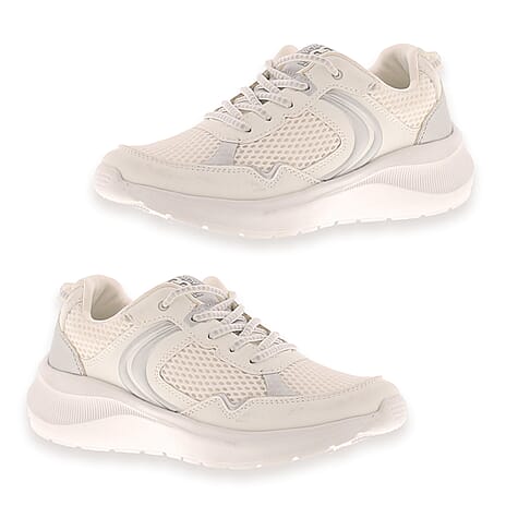 B Move Womens Slip-Resistant Trainers With Lightweight Sole And Memory Padded Foam (Size 5) - White