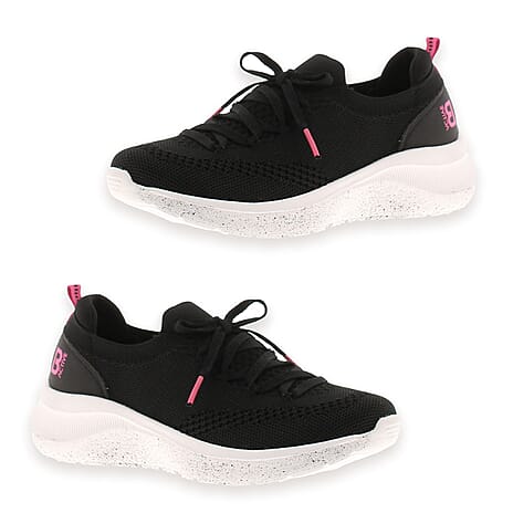 B Balance Womens Trainers With Deco Laces And Knitted Mesh (Size 8) - Black