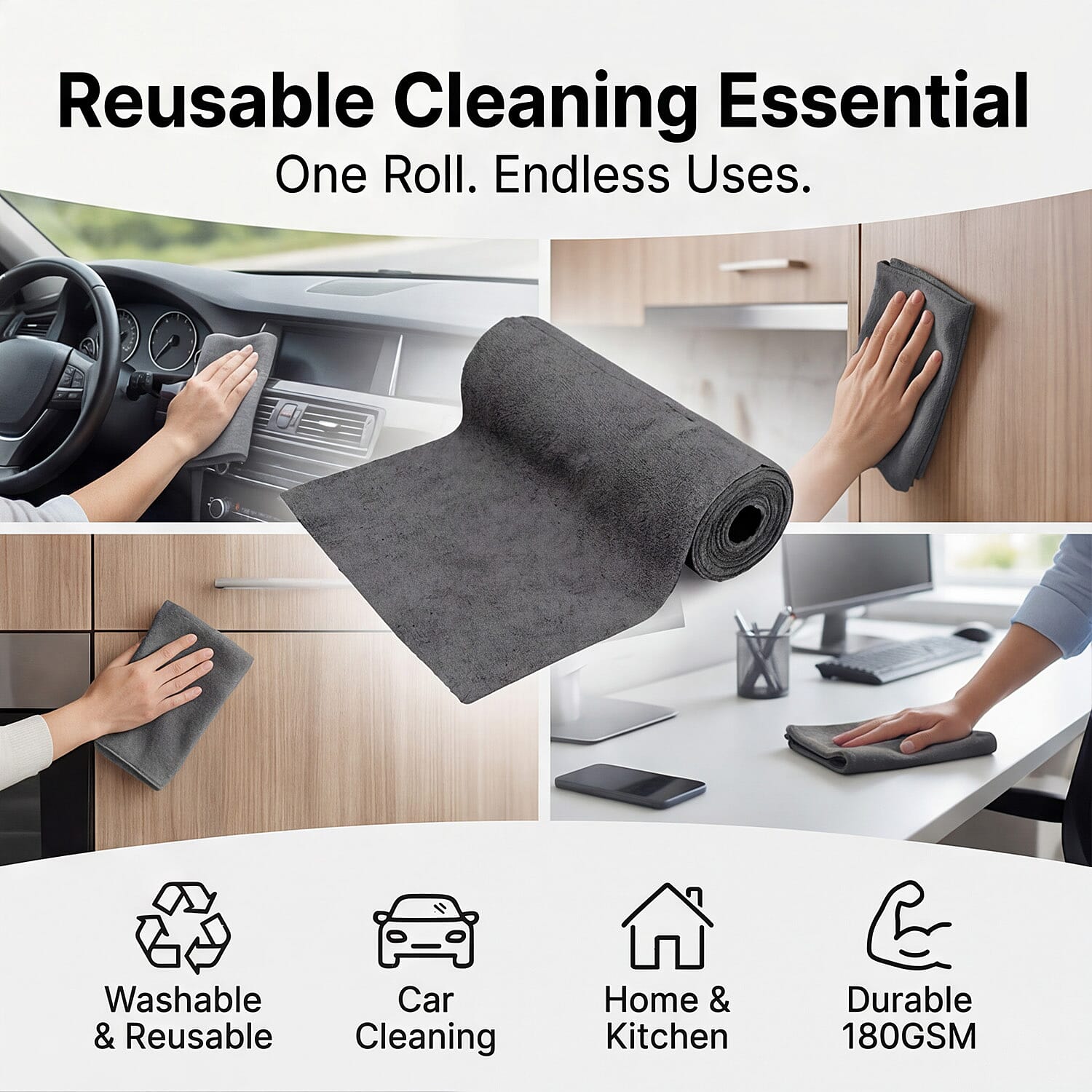 Multi-Purpose Cleaner Microfiber Cloth - Dark Grey