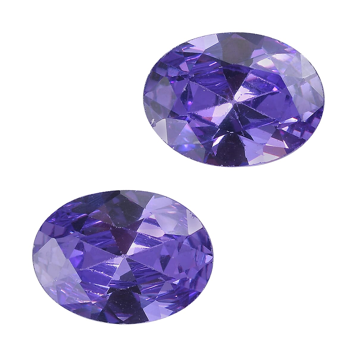 Set Of 2 Blue Cubic Zirconia Oval Cut Cut 8X6 mm Gemstone, 3.76 Ct