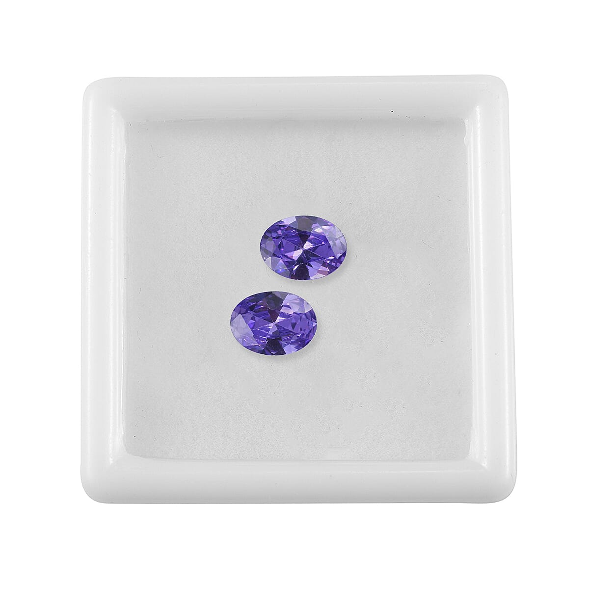 Set Of 2 Blue Cubic Zirconia Oval Cut Cut 8X6 mm Gemstone, 3.76 Ct
